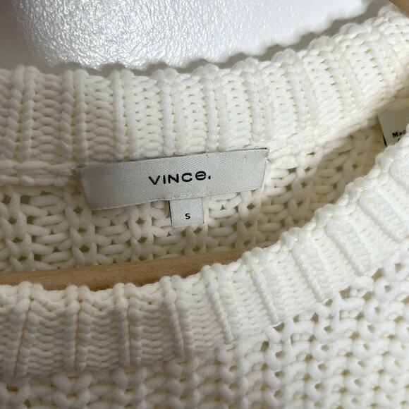 Vince Mirrored Rib Knit Pullover Sweater Womens Small Ivory Minimalist Fisherman - Picture 6 of 14
